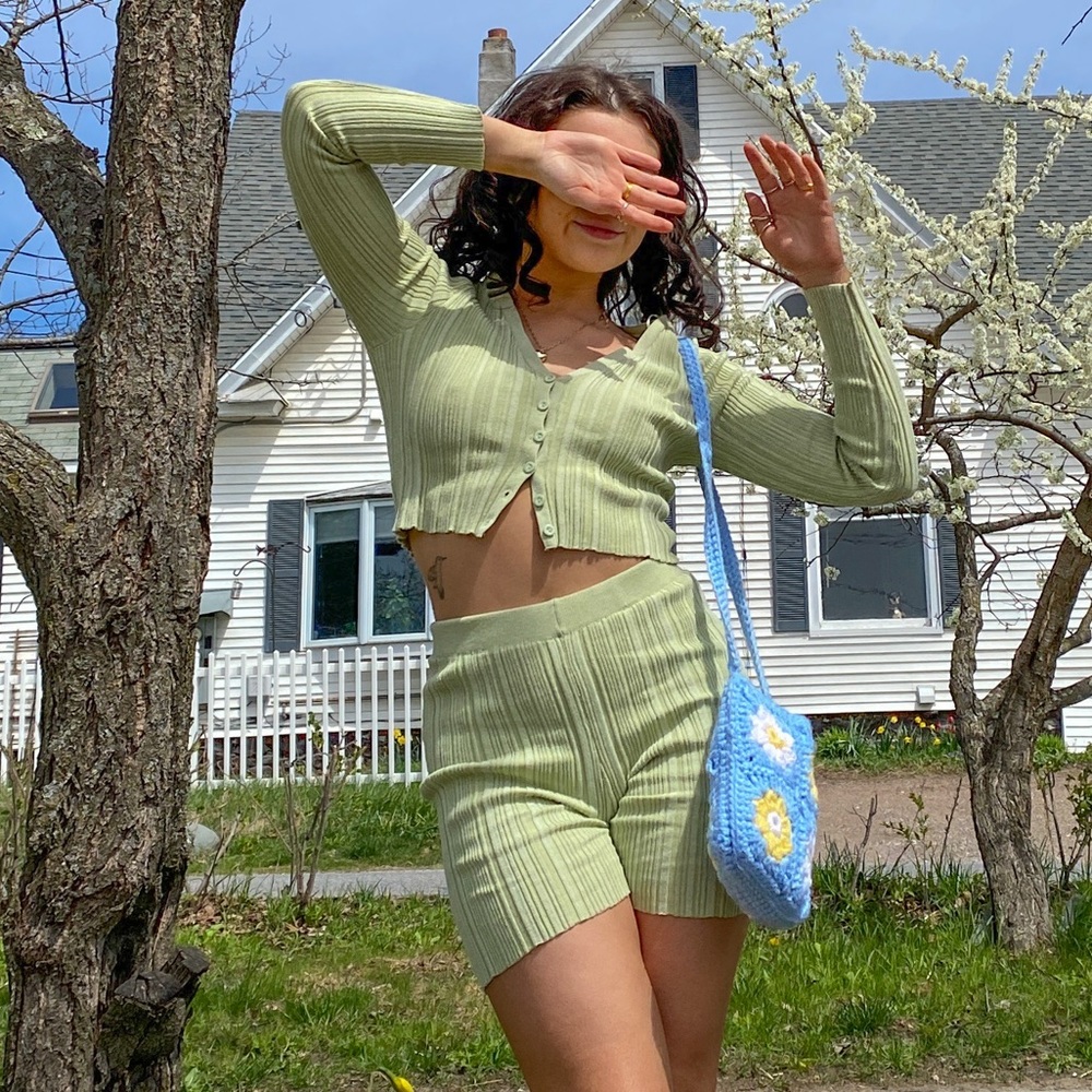adorable sage green biker shorts